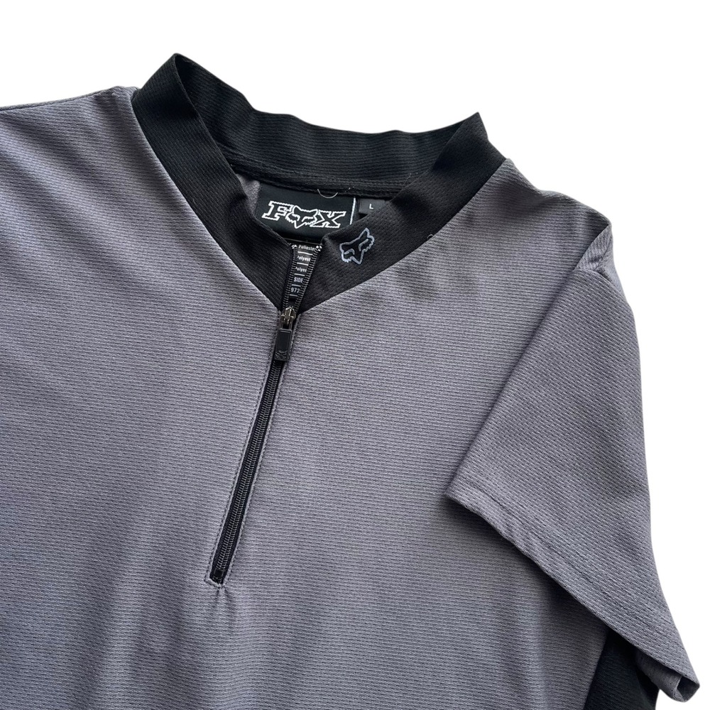 Fox Racing Womens L Gray Short Sl 1/4 Zip Offroad Rally Moto Cross Dirt Bike Tee
